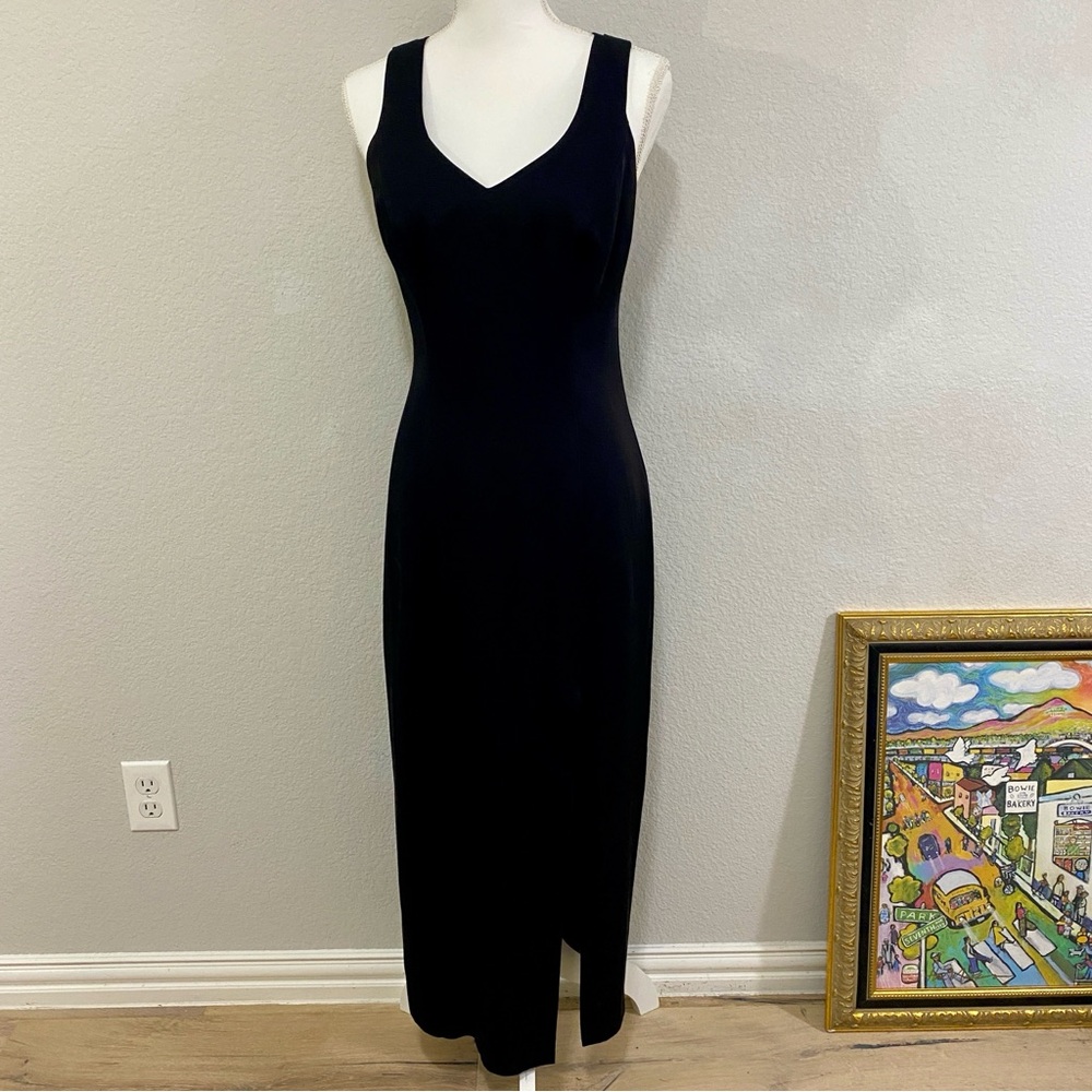 Vintage Ashlee Elegant Black Sleeveless Dress, Double Strap Back Details, Size 6